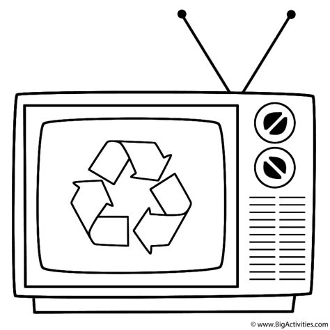 Click here to print free printable ever after high coloring sheet for apple white. Old Television with symbol - Coloring Page (Earth Day)