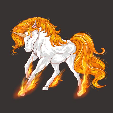 Unicorn With Fire On Hooves 1406239 Vector Art At Vecteezy