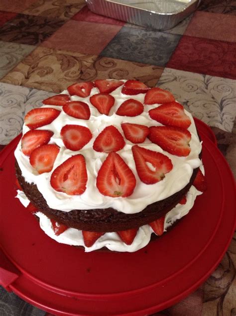 Devils Food Cake Mix Whipped Cream And Strawberries Great For A Summer Dessert Devils