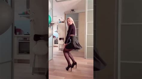 Sexy Blonde Dancing In Leather Skirt Youtube