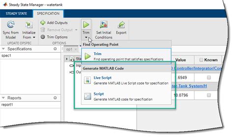 Generate MATLAB Code for Operating Point Configuration - MATLAB & Simulink - MathWorks Australia