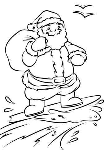 Download and use 10,000+ surfing stock photos for free. Santa Surfing coloring page | Free Printable Coloring Pages