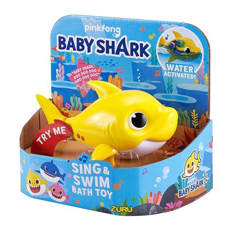 Place baby shark in the tub and watch as the shark's water activation technology brings him to life like magic! Baby Shark Robo Alive Baby Shark Yellow
