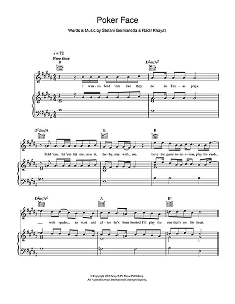 Notes are g#x2, g#x2( lower octave). Poker Face sheet music by Glee Cast (Piano, Vocal & Guitar ...