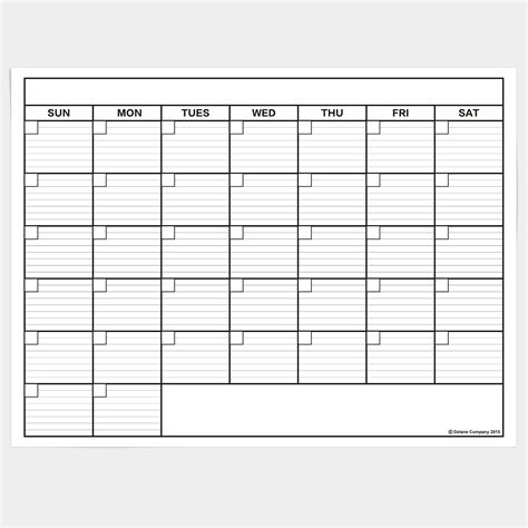 Large Box Grid Calendar Printable Example Calendar Printable