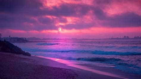 Pink Beach Sunset Hd Wallpapers Top Free Pink Beach Sunset Hd