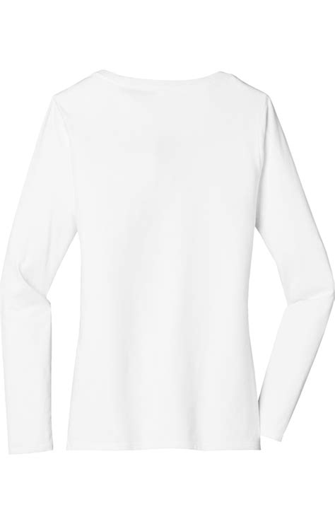 District Dt6201 White Ladies Very Important Tee Long Sleeve V Neck