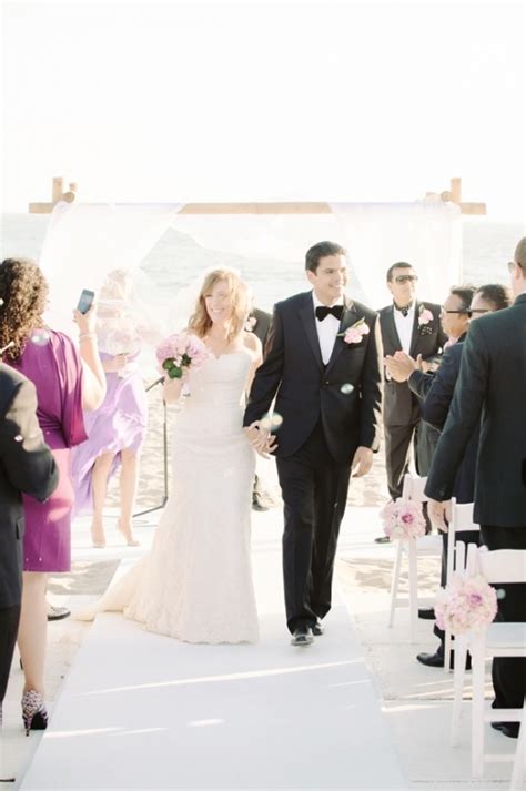 With this ring… wedding party. Malibu Beach Wedding in Pink and White