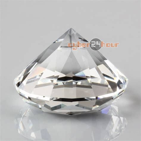 Clear Crystal Diamond Shaped Paperweight Glass Gem Display Ornament