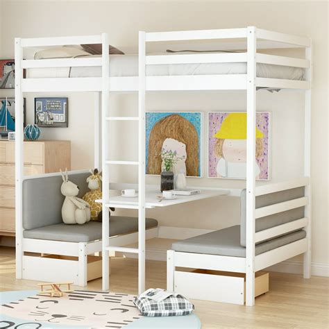 Twin Over Twin Bunk Bed Double Layers Full Bunk Bed Wood Functional