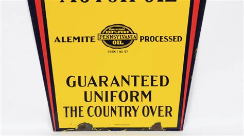 Alemite Pennsylvania Motor Oil Sign Dsp 24x30 At Indy 2016 As J18