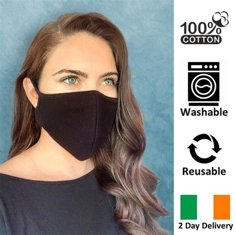 Breathable Reusable And Washable Black Face Mask Cotton Ireland 2 Day