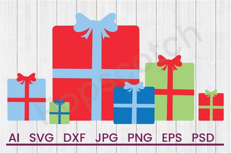 Christmas Gifts - SVG File, DXF File By Hopscotch Designs