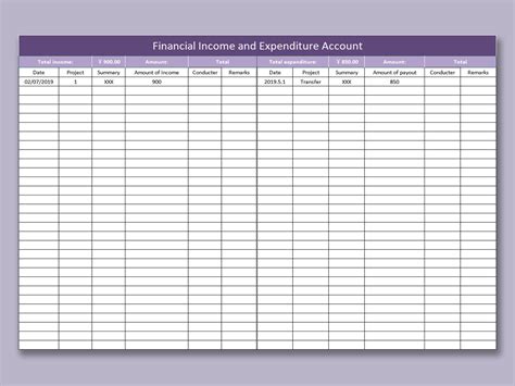 Excel Of Financial Income And Expenditure Accountxlsx Wps Free Templates