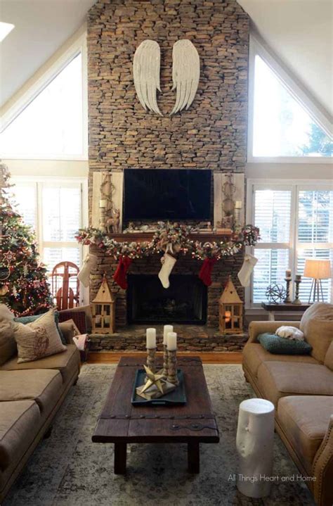 Add visual interest with dangling ornaments. 30 Great Ideas for Fireplace Christmas Decorations