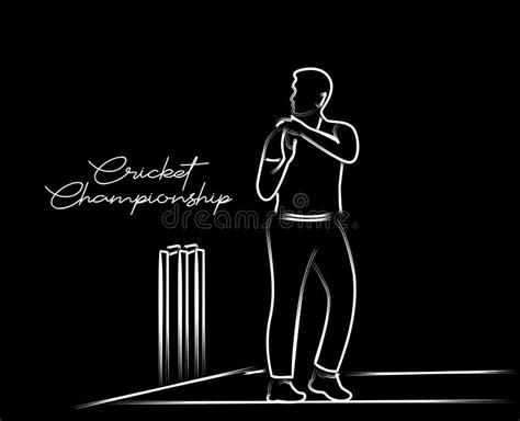 Cricketer Want Review Single Line Art Drawing Stock Vector