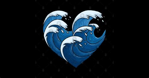 Waves Heart Ocean Sticker Teepublic