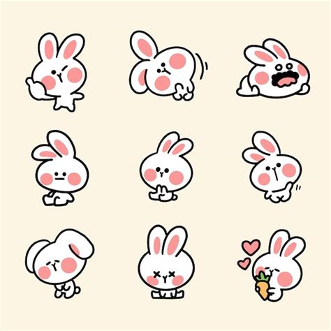 Premium Vector Cute And Adorable Bunny Sticker First Set