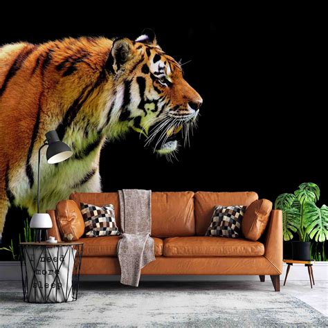 3d Wild Animal Tiger Wallpaper Mural Peel And Stick Wallpaper Etsy