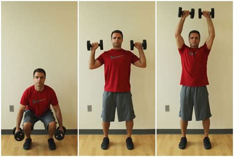 The Man Is Doing Exercises With Dumbbells In Front Of Him And Holding