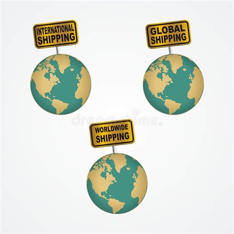 Set Of Global International Worldwide Shipping Icon Stock