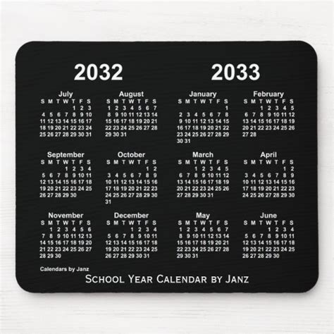 2032 2033 Neon School Year Calendar By Janz Mouse Pad Zazzle