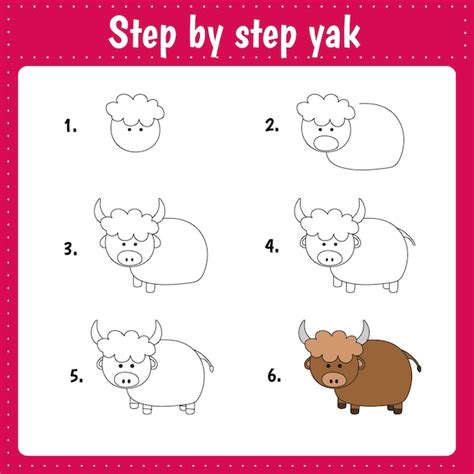 Premium Vector Drawing Lesson For Children How Draw A Yak Drawing