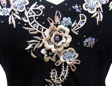 Randm Richards Black Embroidered Applique Handkerchief Hem Dress Nwt