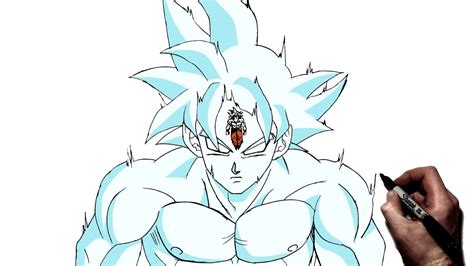 How To Draw Goku Giant Ui Aura Step By Step Dragon Ball Youtube