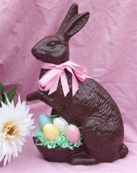 Ceramic Chocolate Bunny Centerpiece With Images Chocolate Easter Bunny Chocolate Rabbit