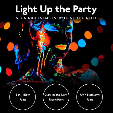 Neon Nights Uv Body Paint Set Blacklight Glow Makeup Kit