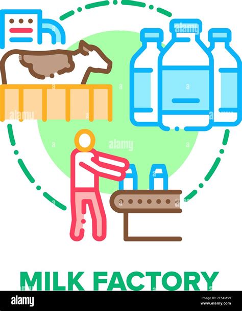 Milk Factory Vector Concept Color Illustration Flat Stock Vector Image