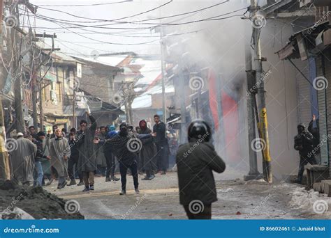 Heavy Clashes Erupt In Sopore Town After Friday Prayers Editorial Photo