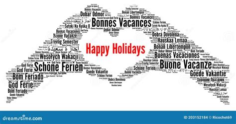 Happy Holidays Word Cloud In Different Languages Stock Illustration
