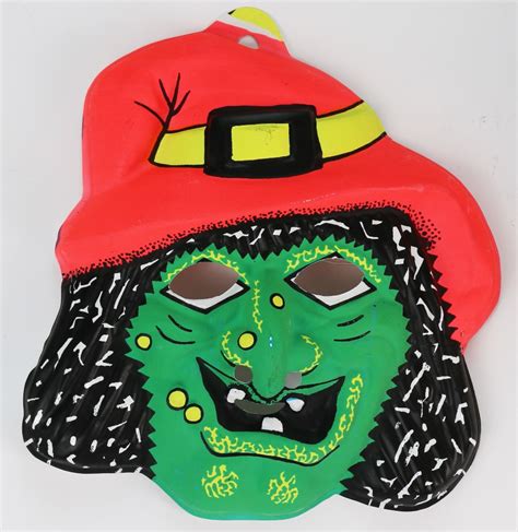 Vintage Wicked Witch Halloween Mask Fun World Monster Creepy 1980s