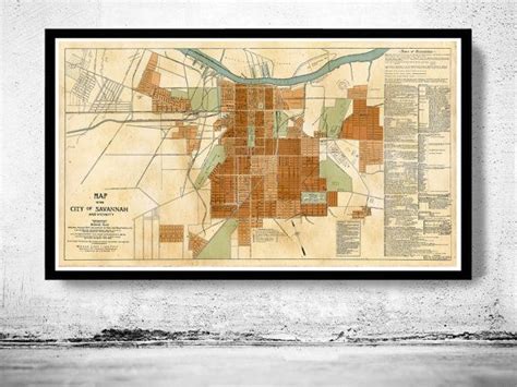 Print of historic savannah georgia map. Old map of Savannah Georgia 1917 Vintage Map Vintage ...