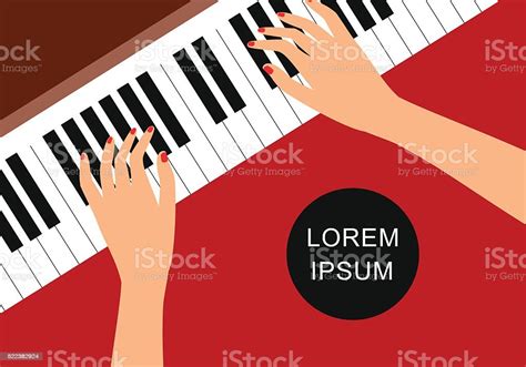 Background Of Hands On Piano Keys Stock Illustration Download Image