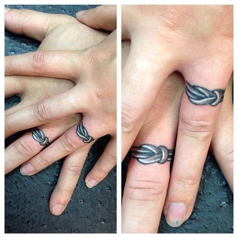 Love Knot Engagement Ring Couples Tattoos Matching Ring Finger