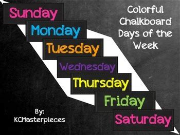 This page shows the days of the week in english together with their normal abbreviations, as well as explaining weekdays and weekends. Colorful Chalkboard Days of the Week Signs by ...