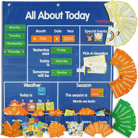 Buy Indrak 192 Cards Classroom Pocket Chart School And Weather Pocket
