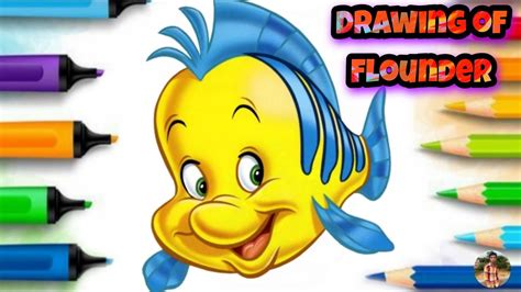 How To Draw Flounder Step By Step The Little Mermaid Youtube