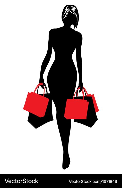 Woman Silhouette Shopping Royalty Free Vector Image