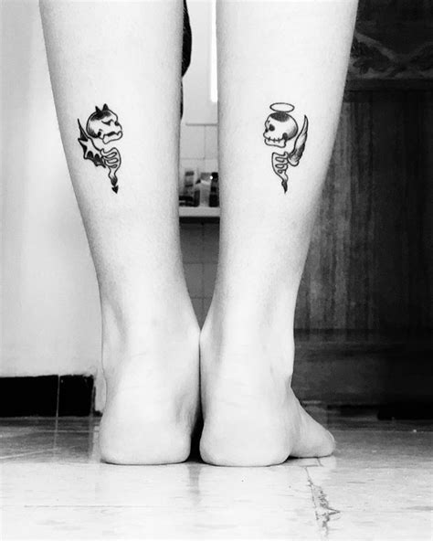 Minimal Inspiration Inkstinct Skull Couple Tattoo Tiny Skull Tattoos Neck Tattoo