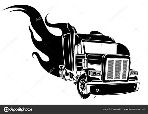 Vector Cartoon Semi Truck Vector Illustration Design Stock Vector