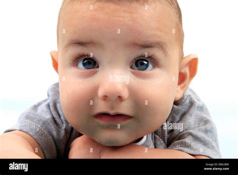 Portrait Of A Baby Lying On The Belly Stock Photo Alamy