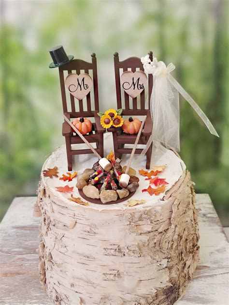 Fall Autumn Themed Wedding Cake Topper Pumpkin Country Bride Etsy