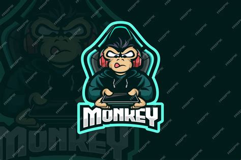 Логотип Monkey Gamer Премиум векторы