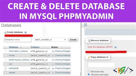 How To Create And Delete Database From Mysql Phpmyadmin Youtube