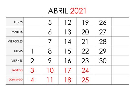 Calendario Abril 2021 Calendariossu