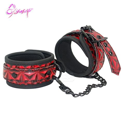 buy sm pu leather handcuffs for couples roleplay sex bondage restraints wrist